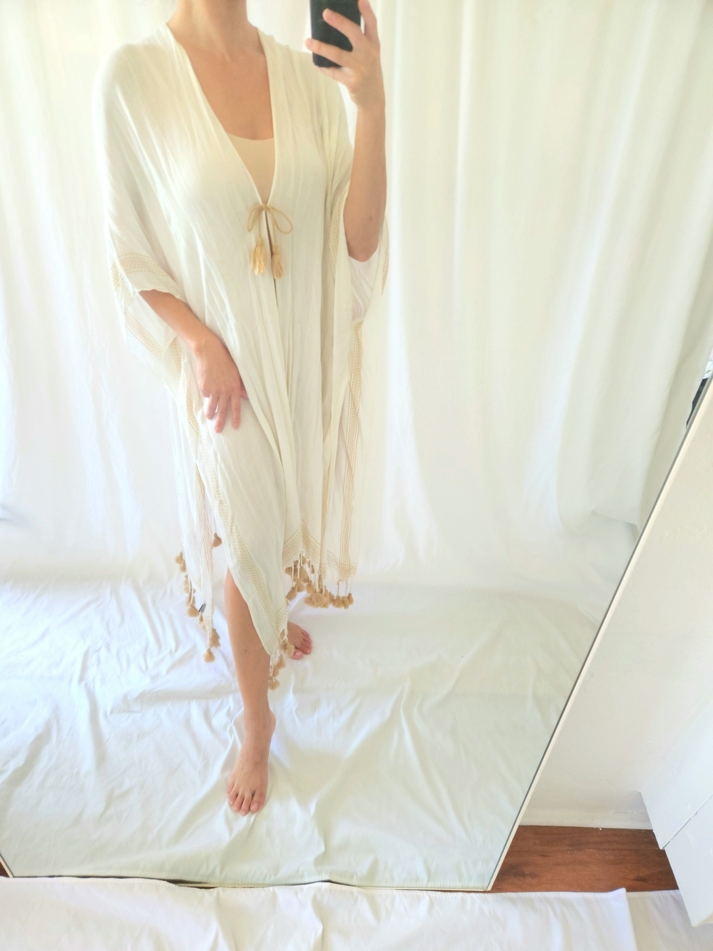 Lightweight White Tassel Cover-Up